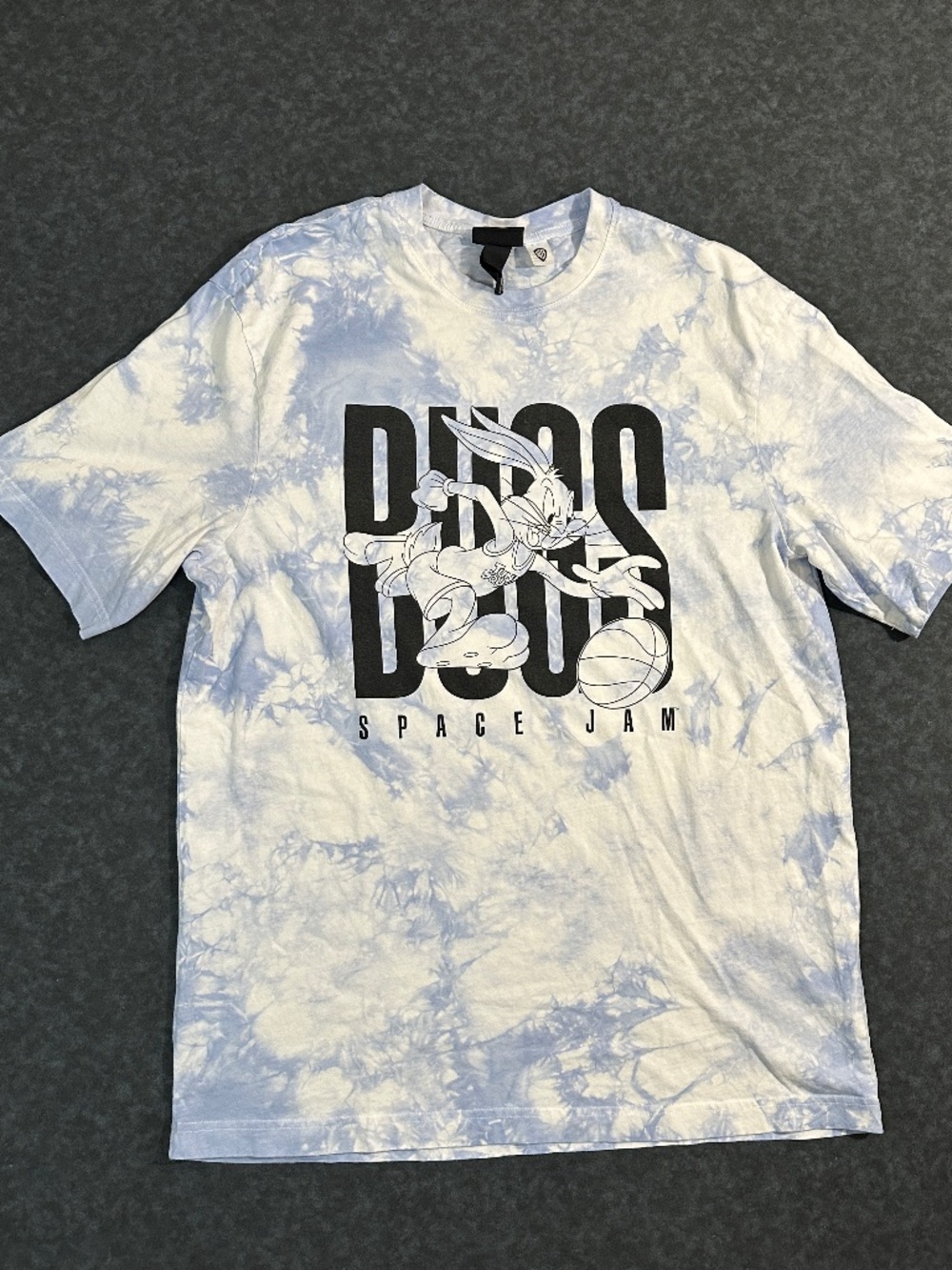 H&M Blue and White Tie Die Bugs Bunny Space Jam T Shirt Size M